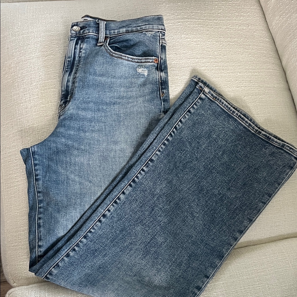 Medium Blue Wide Leg Jeans.